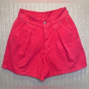 VTG Gitano jean shorts hot pink size 8 High Rise Denim Mom Shorts Pleated BARBIE
